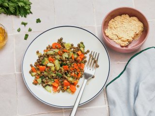 Houmous et salade de lentilles