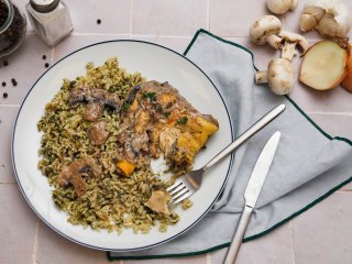 Poulet forestière aux épinards