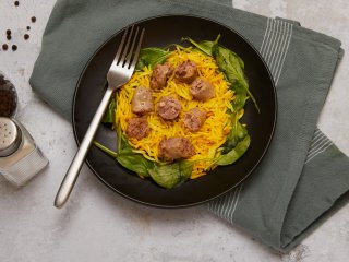 Salade moutardée aux épinards et merguez de volaille