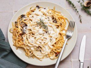 Linguines aux champignons à la parmesane