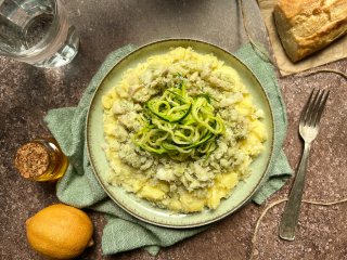 Effilochée de colin pommes de terre et tagliatelles de courgette