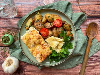 Gnocchis gratinés et pommes grenailles persillées