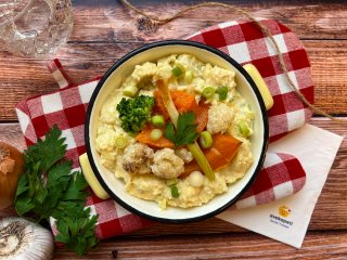Korma de légumes écrasée de patate douce