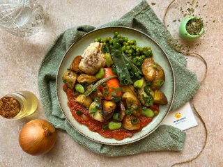 Poêlée de légumes et grenailles safranées
