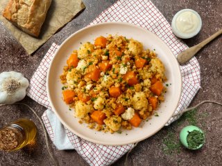Crumble au chou-fleur potiron féta