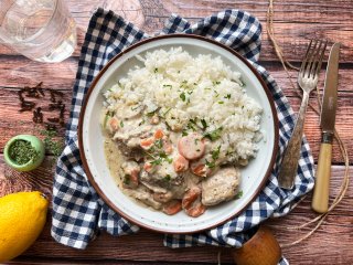 Blanquette de volaille et riz pilaf
