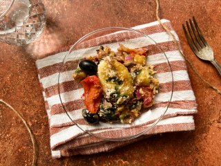 Pommes de terre basamiques aux champignons et tomates séchées