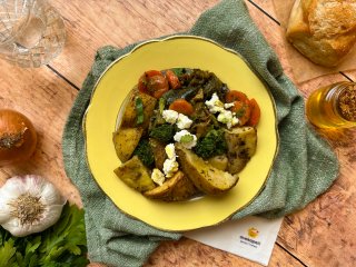 Compotée d'aubergines et pommes de terre arrabbiata