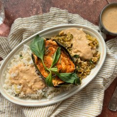 Soufflé de saumon au curry rouge