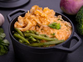 Fondue de poisson blanc et haricots verts