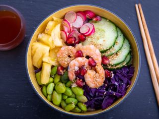 Poke bowl crevettes ananas