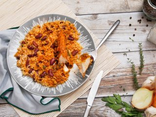 Riz créole au poulet et aux haricots rouges