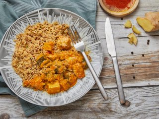 Aubergine tofu et quinoa masala