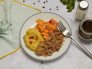 Fricassée de bœuf haché aux pois cassés