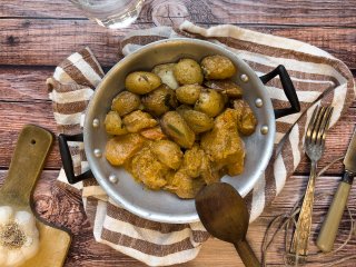 Sauté de porc aux champignons et grenailles persillées