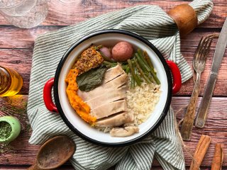 Poulet moelleux carottes à l'orange et moutarde de Meaux