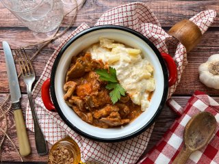 Fricassée de poulet et gratin dauphinois