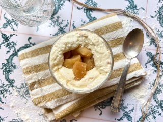 Mousse et biscuit vanille aux pommes