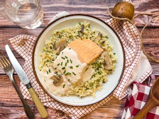 Blanquette de saumon poireaux champignons