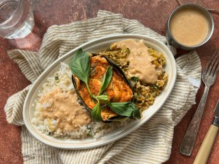 Soufflé de saumon au curry rouge