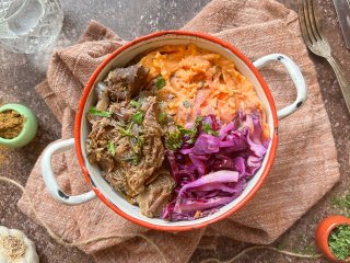 Mijotée de bœuf à l'origan et purée de patate douce