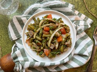 Salade de haricots verts aux gésiers confits