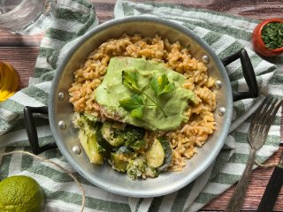 Saumon et légumes grillés sauce verte
