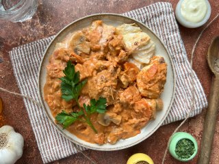 Sauté de veau crème d'ail et gratin dauphinois