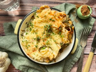 Lasagnes gratinées aux épinards et aux champignons