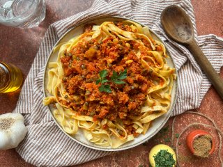 Bolognaise végé aux tagliatelles