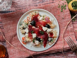 Salade de pommes de terre et viande des Grisons