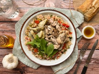 Grande salade poulet artichaut