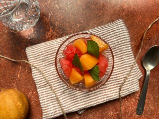 Salade de melon et pastèque à la menthe