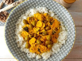 Mijotée de poulet aux olives et riz basmati