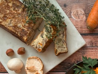 Flan aux deux champignons et duxelles aux noisettes