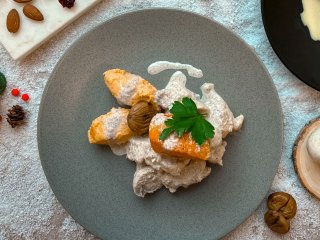 SPECIAL NOEL - Fricassée de dinde aux marrons et conchiglies aux champignons