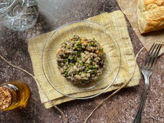 Salade de lentilles balsamiques à l'oeuf