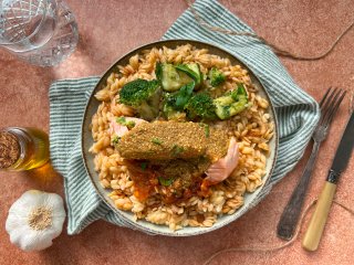 Saumon riso au pesto rosso