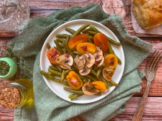 Salade de haricots verts aux champignons