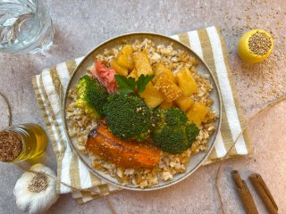 Tataki de butternut et chutney d'ananas
