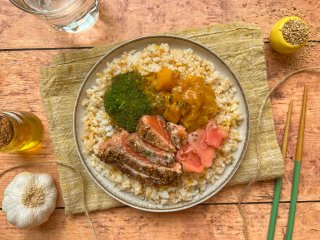 Tataki de saumon et chutney de mangue