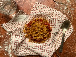 Crumble aux fraises et fromage blanc