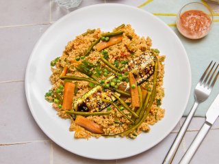 Courgette grillée légumes verts et quinoa
