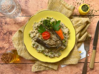 Aubergine au grill et quinoa aux tomates séchées