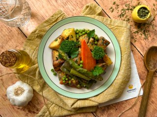 Poêlée de légumes de printemps et grenailles safranées