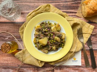 Salade de pommes de terre et petits pois aux champignons