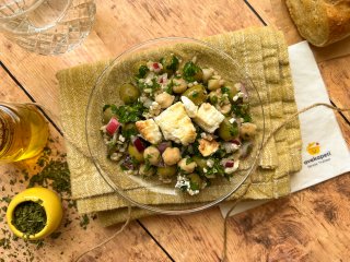 Taboulé de pois chiches et féta rôtie