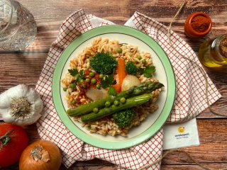 Riso safrané de légumes verts poêlés au parmesan
