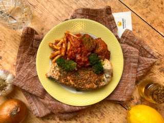 Saumon riso au pesto rosso