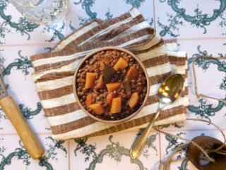 Lentilles balsamiques au bleu et aux noix